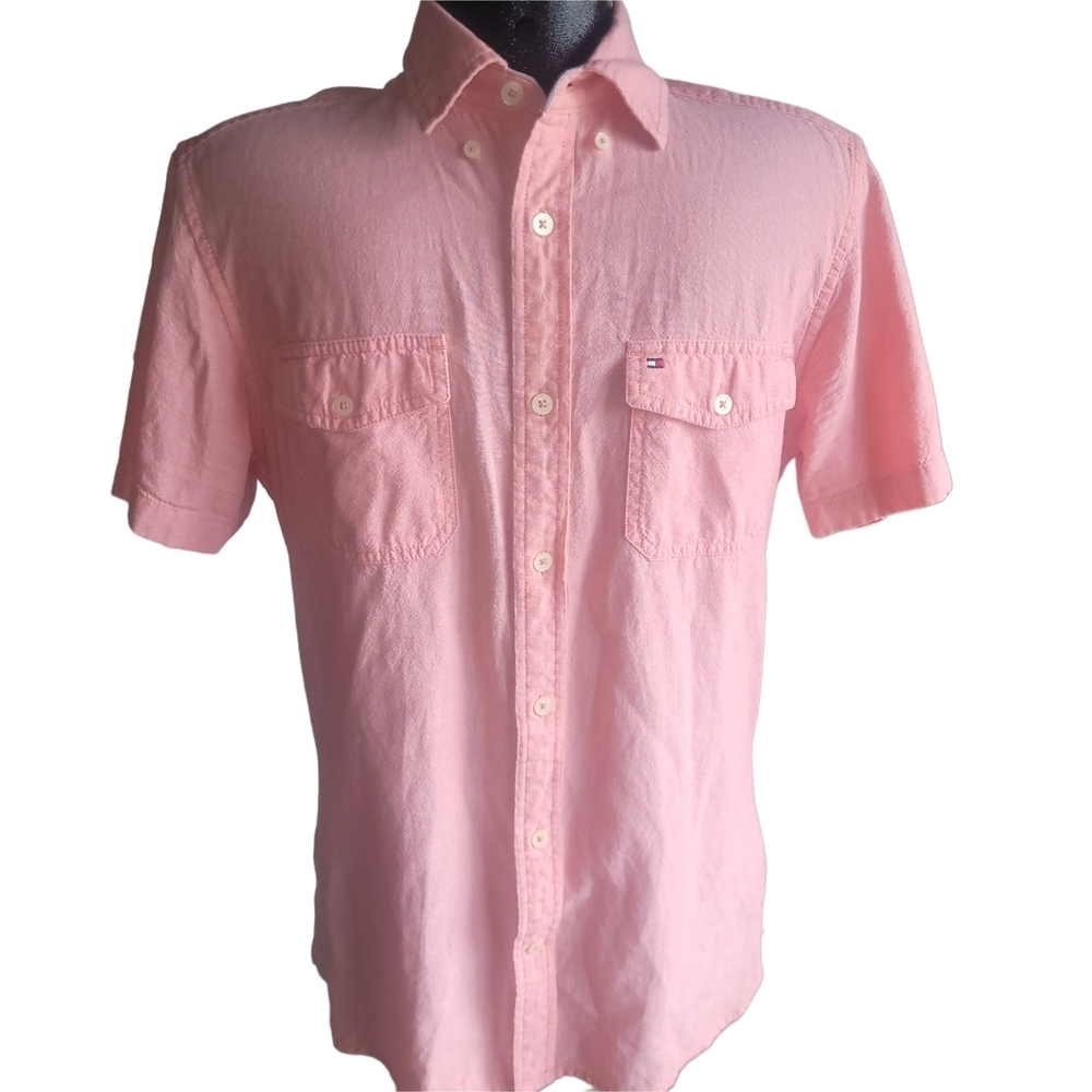Tommy Hilfiger Men's Pink Short Sleeve Button Up Shirt Size S